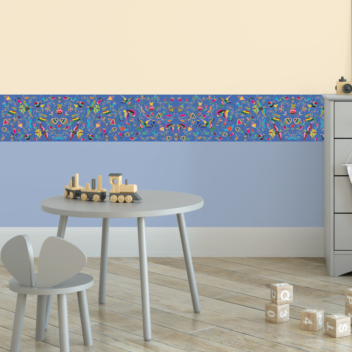 בורדר רקמות מקסיקני כחול