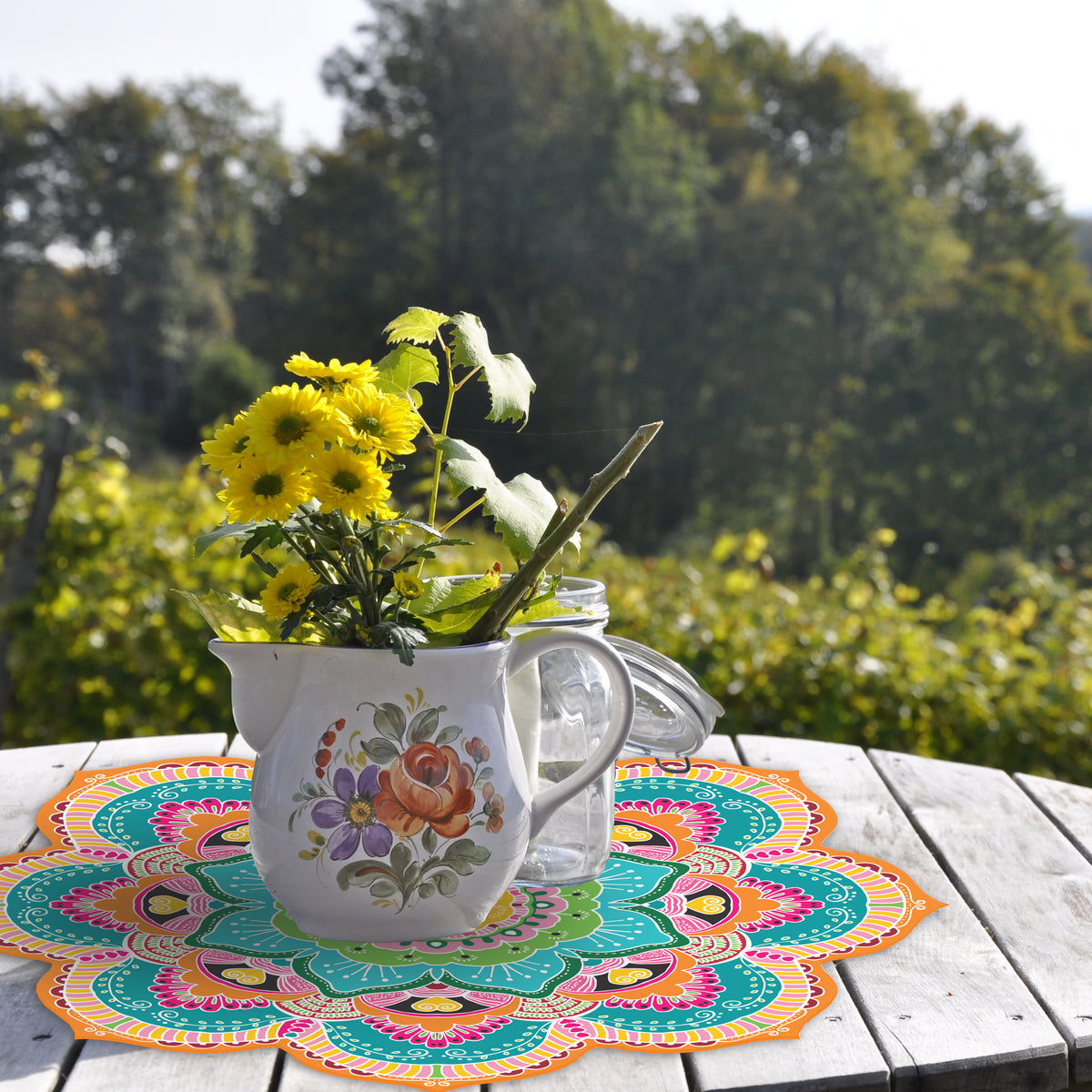 מפת שולחן pvc מנדלה גדולה orange