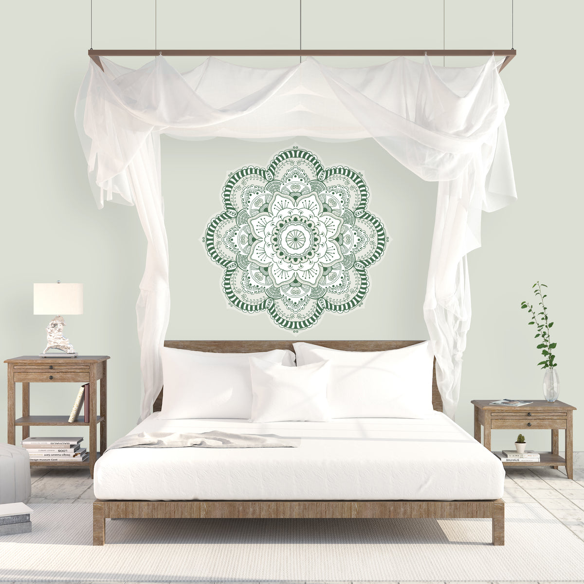 מנדלת קיר צבע אחד- ירוק בקבוק