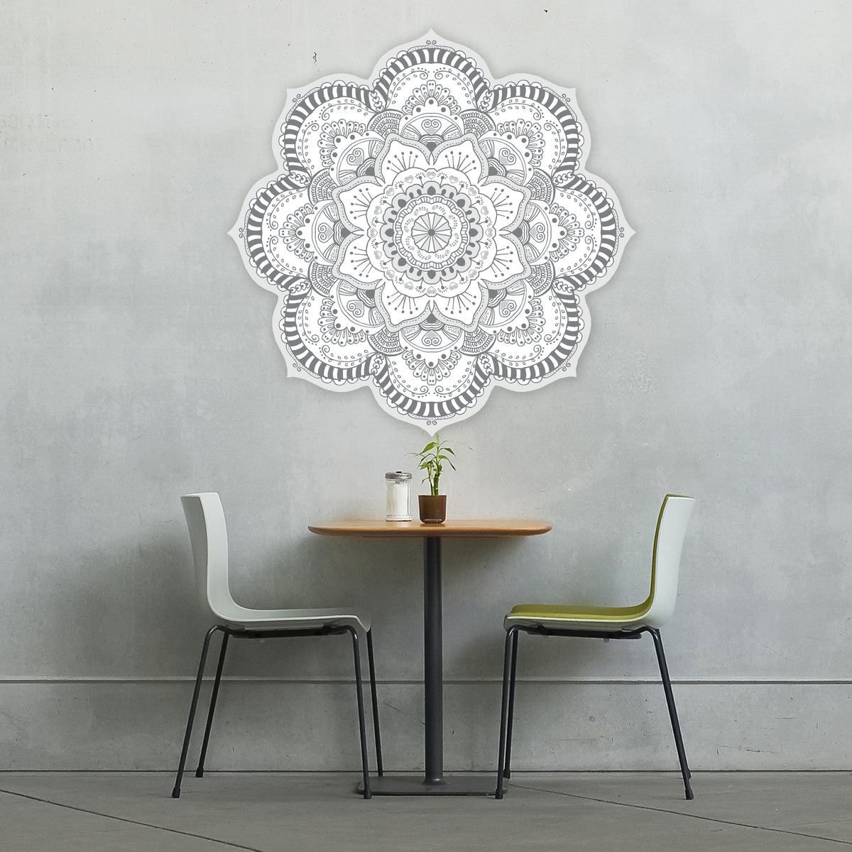 מדבקת קיר מנדלה - גווני אפור