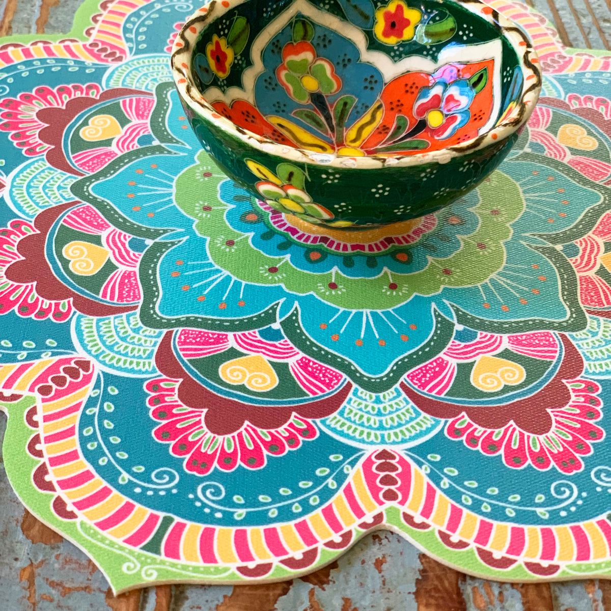 פלייסמט pvc מנדלה לשולחן- rainbow