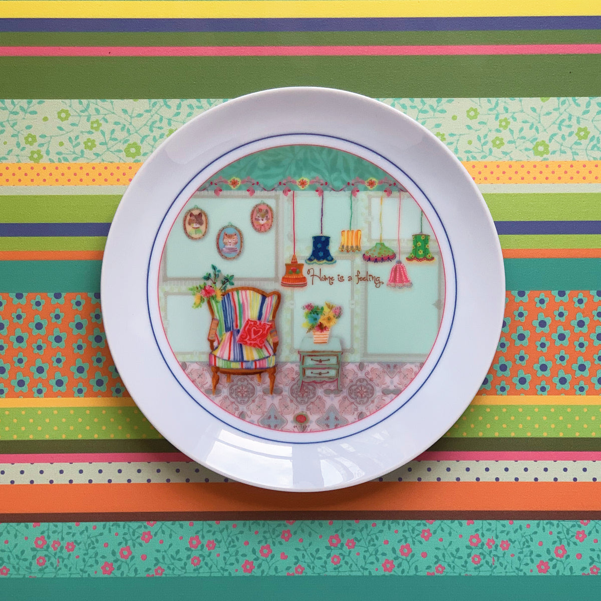 צלחת קרמיקה מודפסת- Home is a feeling