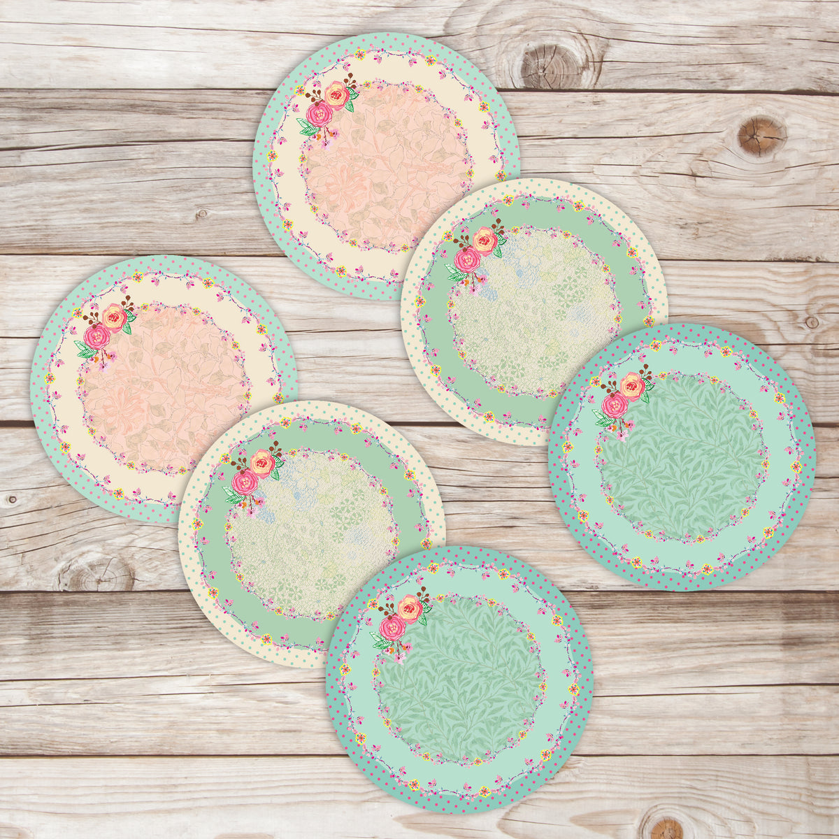 סט תחתיות pvc לכוסות- מעגל פרחים