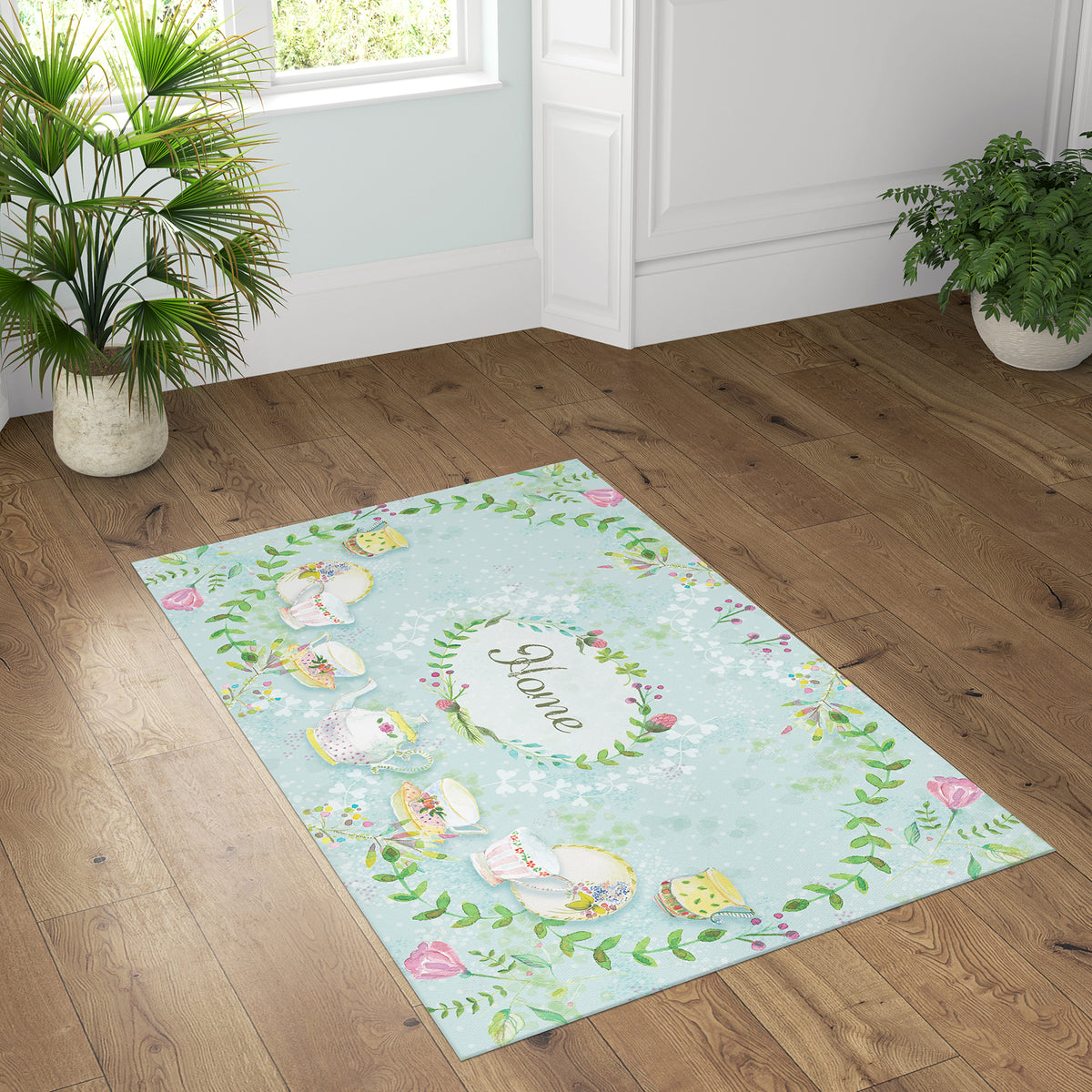 שטיח pvc-  תכלת Tea Time