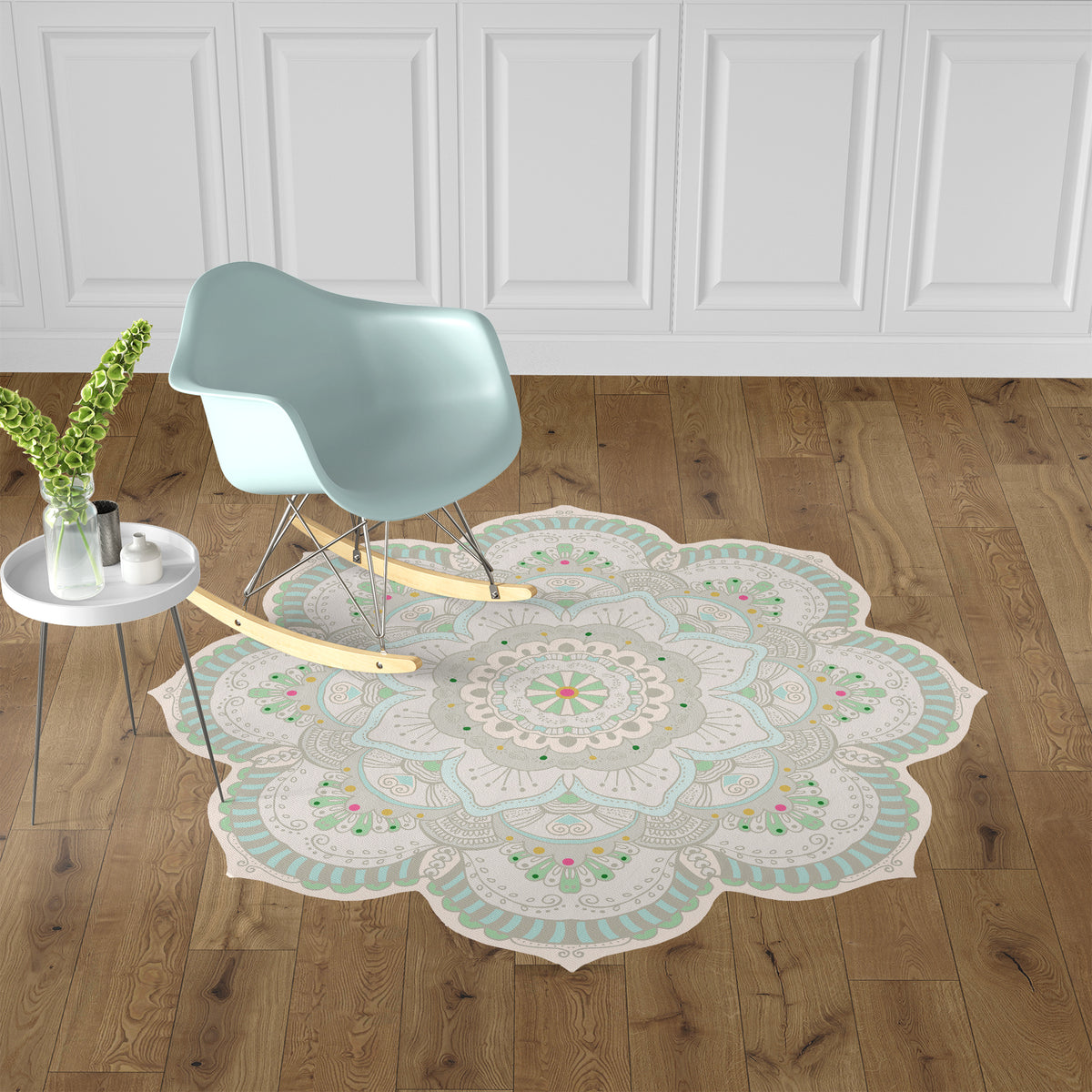 שטיח עגול צורני pvc- מנדלת pastel