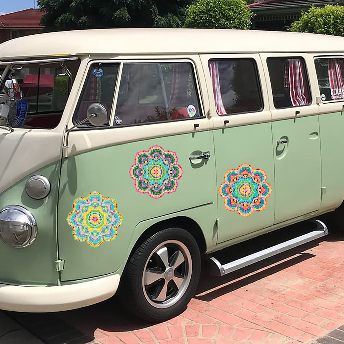 סט מדבקות מנדלות צבעוניות לרכב