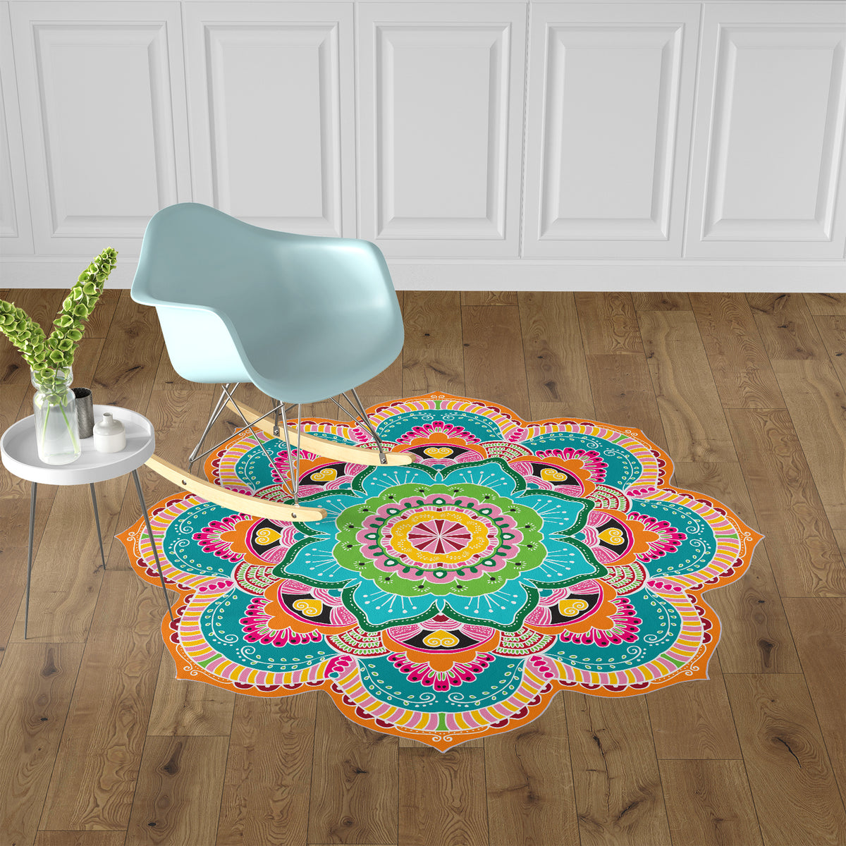 שטיח עגול צורני pvc- מנדלת Orange