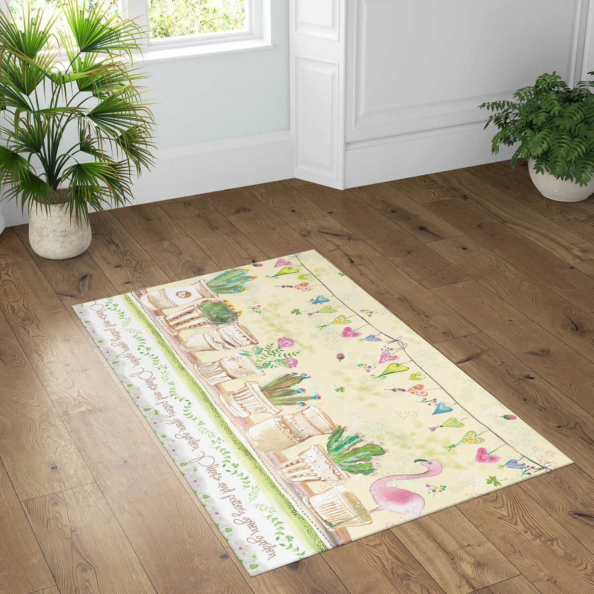 שטיח pvc- בגינה, רקע קרם