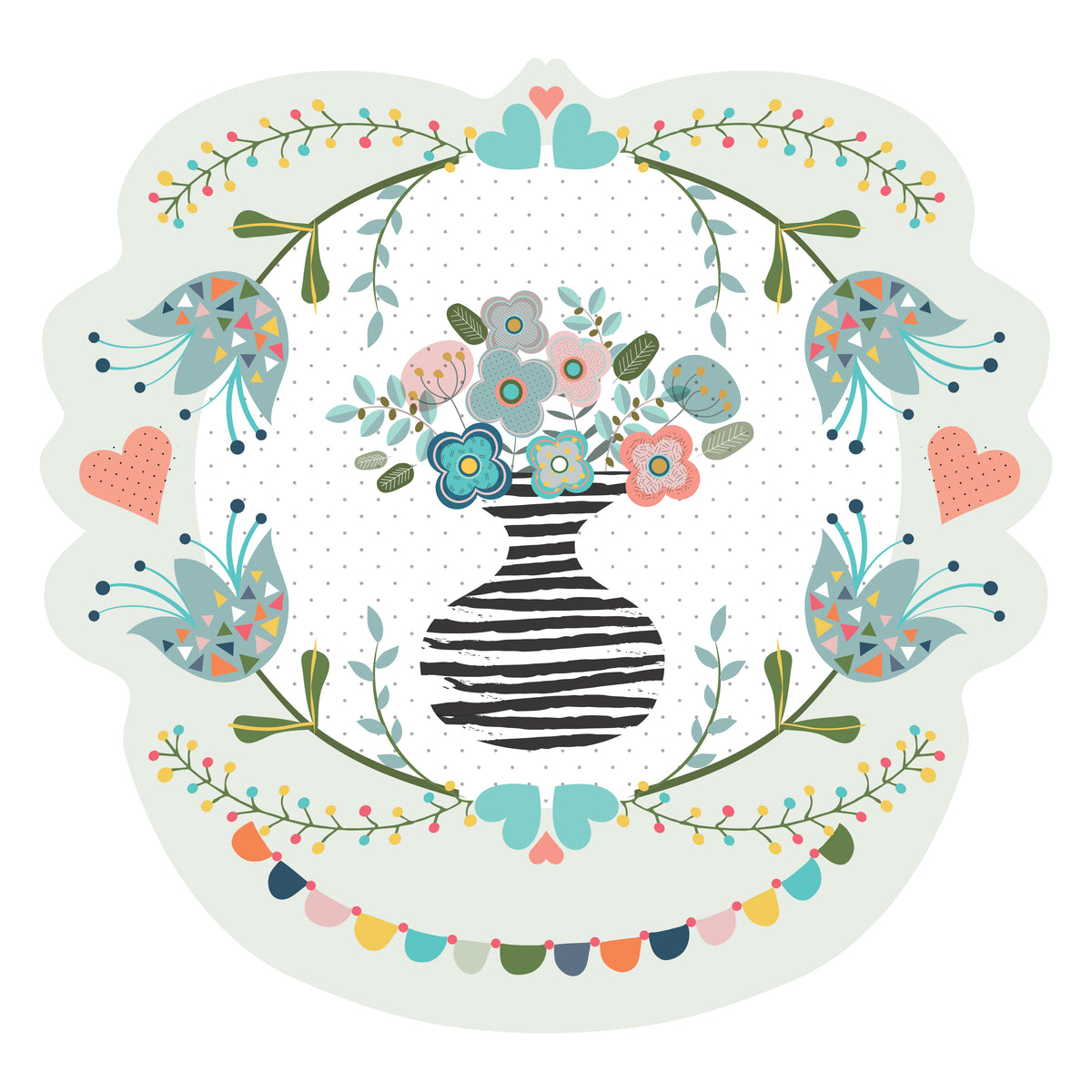 מדבקת קיר פרחים בסגנון סקנדינבי