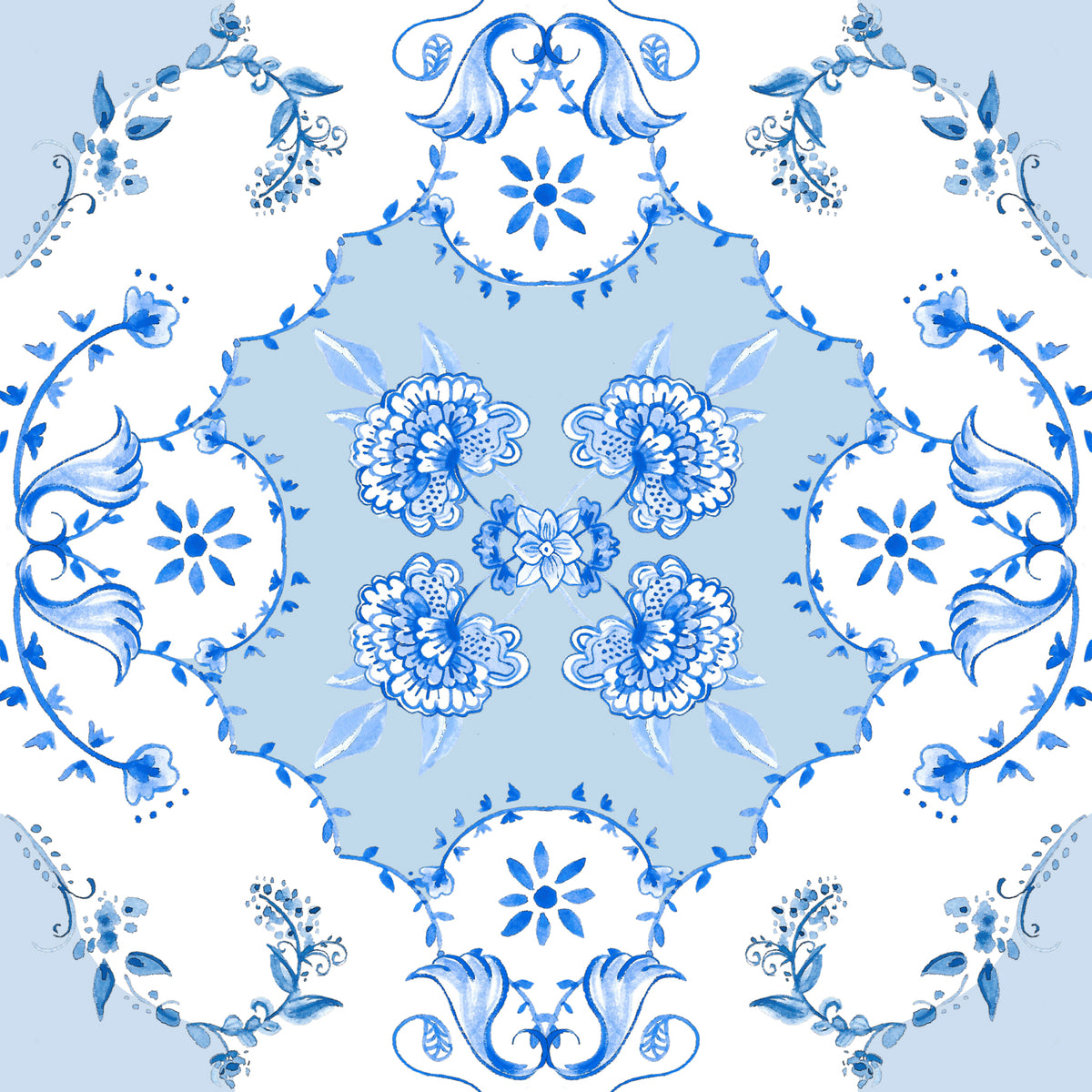 סט מדבקות אריח כחול לבן לאמבטיה ולמטבח- אמסטרדם