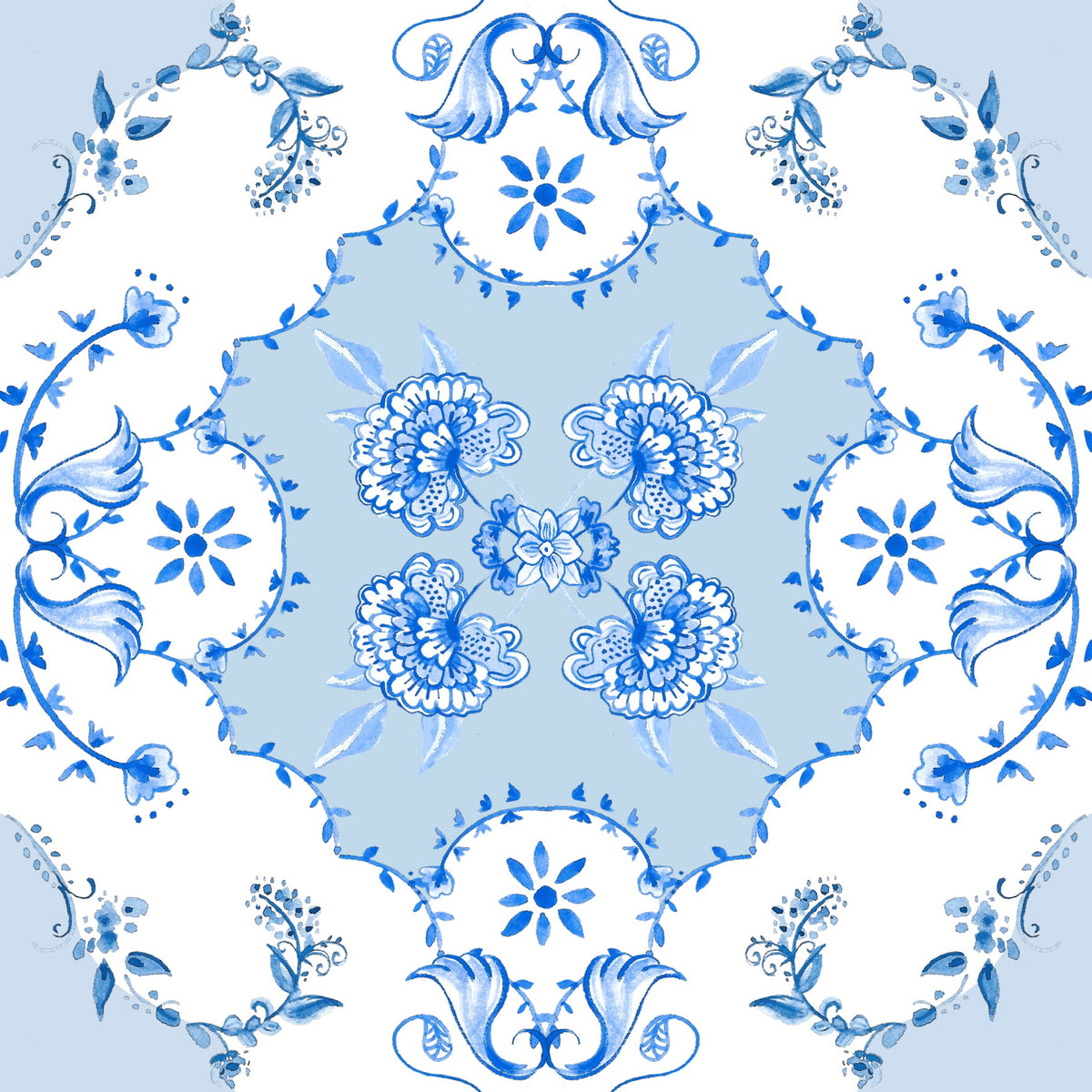 סט מדבקות אריח כחול לבן לאמבטיה ולמטבח- אמסטרדם