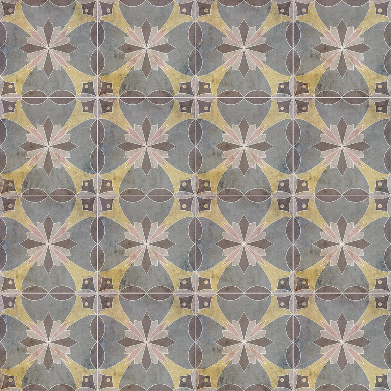 שטיח פיויסי אריחים וינטג׳- אבישג אפור חרדל
