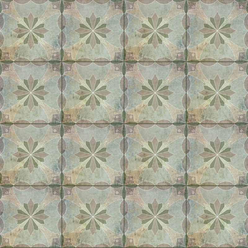 שטיח פיויסי אריחים וינטג׳- אבישג ירוק
