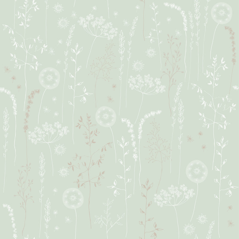 טפט קיר פרחים אחו- ירקרק