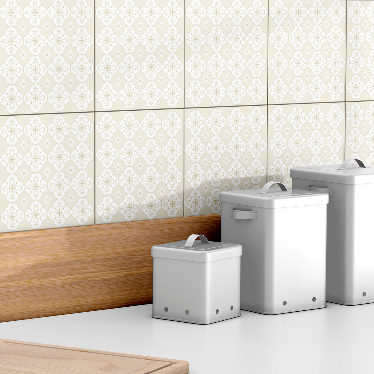 סט מדבקות אריח סבתא גווני בז׳ שמנת