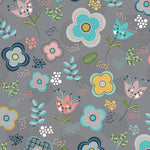 שטיח פיויסי עגול- פרחים סקנדינביים אפור