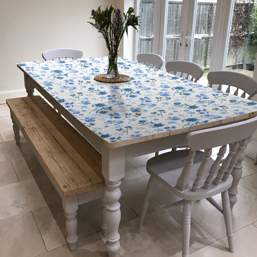 מפת שולחן pvc מלבנית כחול לבן - אורלי – Gal Designs