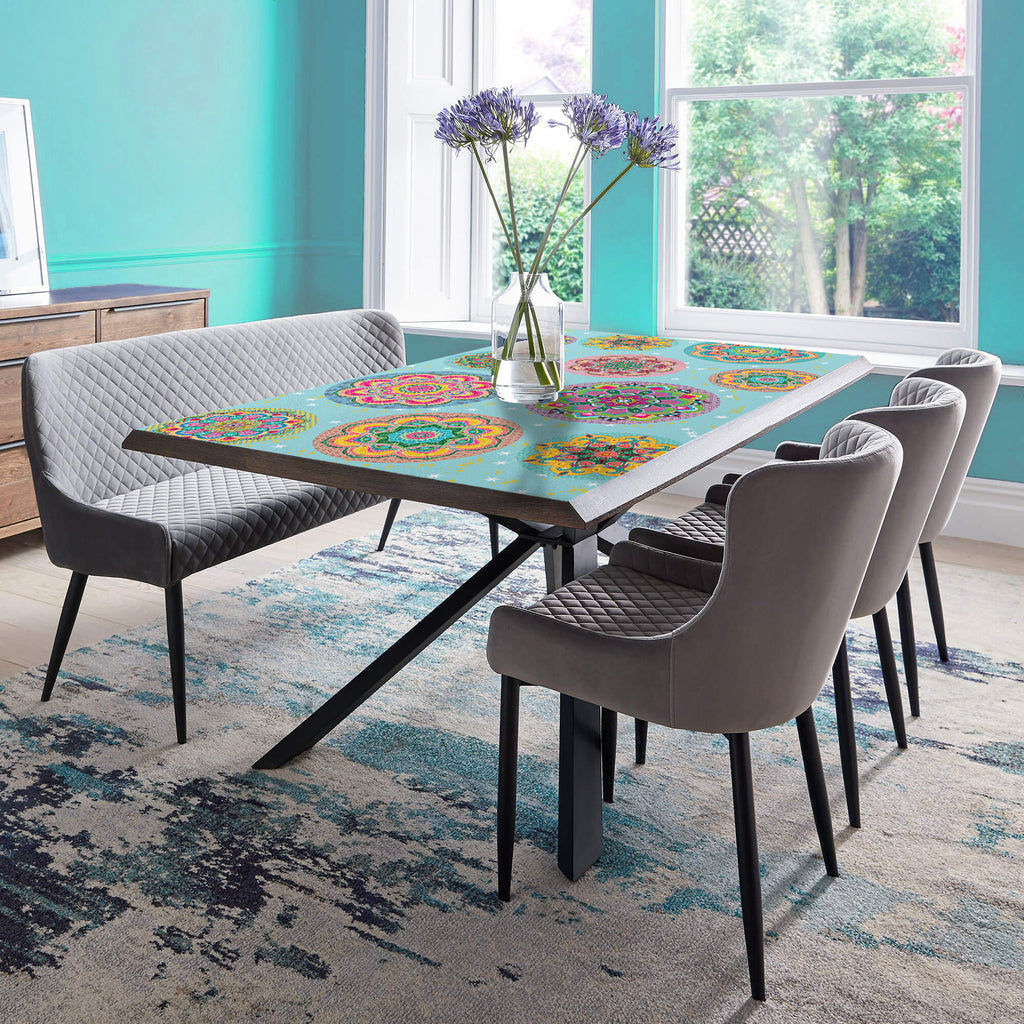 מפת שולחן pvc מלבנית מנדלות קסומות - תכלת – Gal Designs
