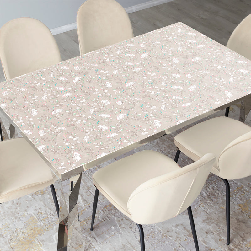 מפת שולחן pvc מלבנית פרחי פיוני - מוקה