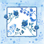 סט מדבקות אריח פרחים כחול לבן- אורלי