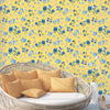 טפט פרחים כחול לבן- אורלי צהוב